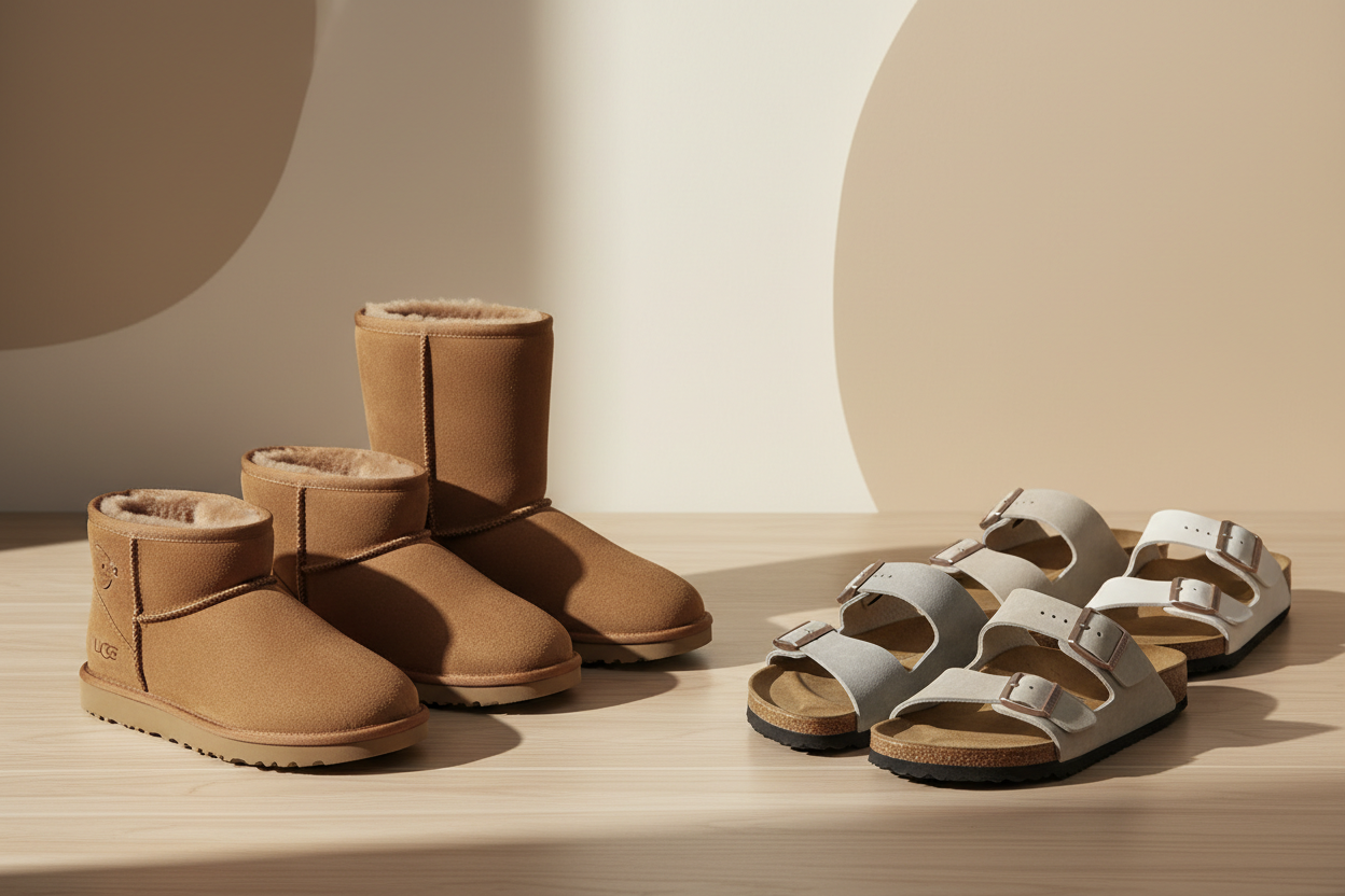 generate for me an image for an online store that have UGG and birkenstock shoes